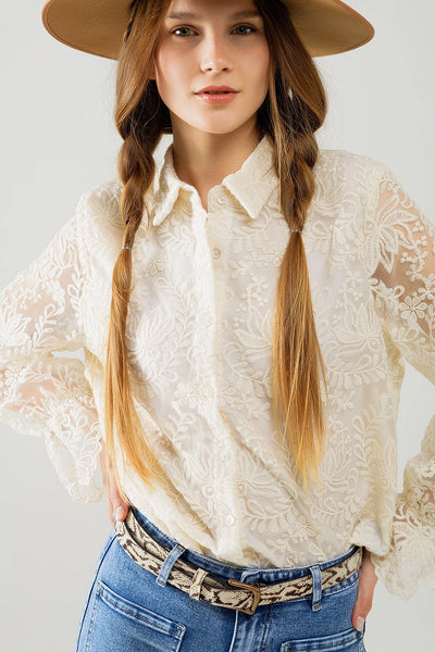 Romantic Beige Lace Shirt