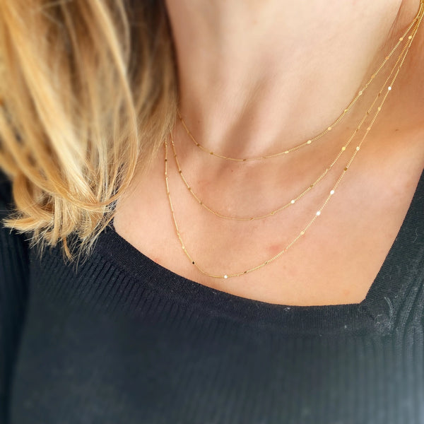 18K GOLD FILLED 1MM CURB CHAIN W/ PRESSED DETAILS