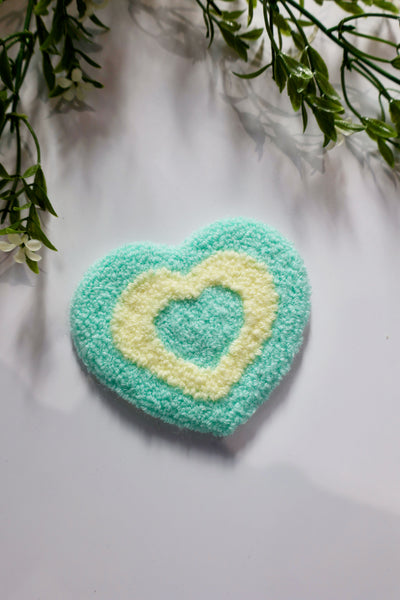 Handmade Punch Needle Mug Rug - Heart