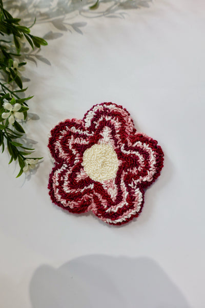 Handmade Punch Needle Mug Rug - Flower Valentine's Collection