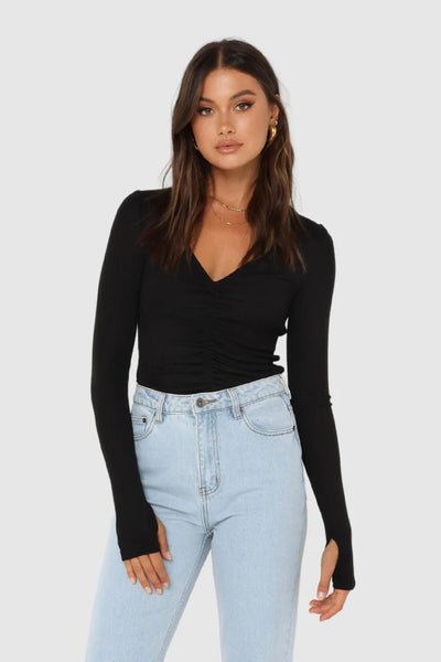 HAZEL LONG SLEEVE TOP - BLACK (LAST ONE)