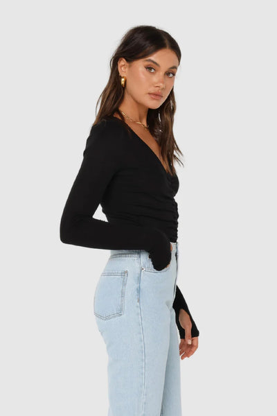 HAZEL LONG SLEEVE TOP - BLACK (LAST ONE)