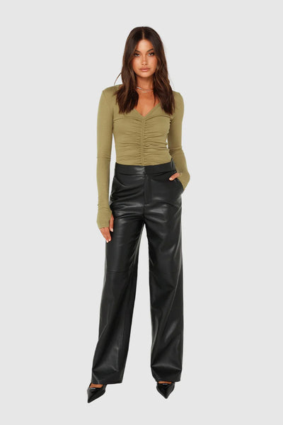 HAZEL LONG SLEEVE TOP - KHAKI (LAST ONE)