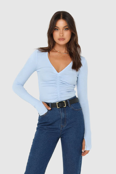 HAZEL LONG SLEEVE TOP - BLUE (LAST ONE)