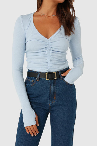 HAZEL LONG SLEEVE TOP - BLUE (LAST ONE)
