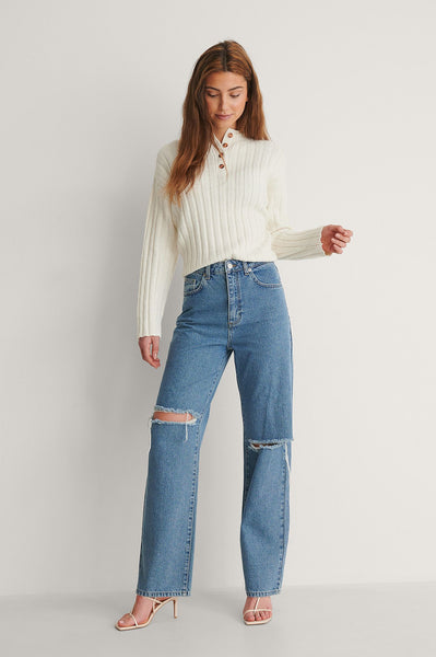 DESTROYED STRAIGHT DENIM