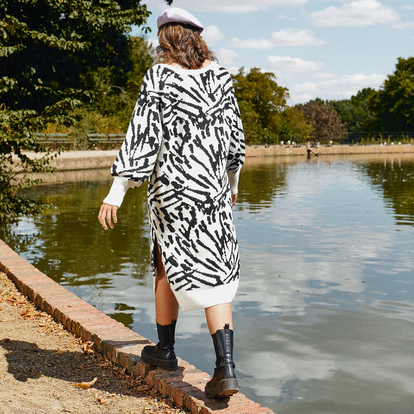 ELIZABETH ABSTRACT JACQUARD MIDI DRESS (LAST ONE)