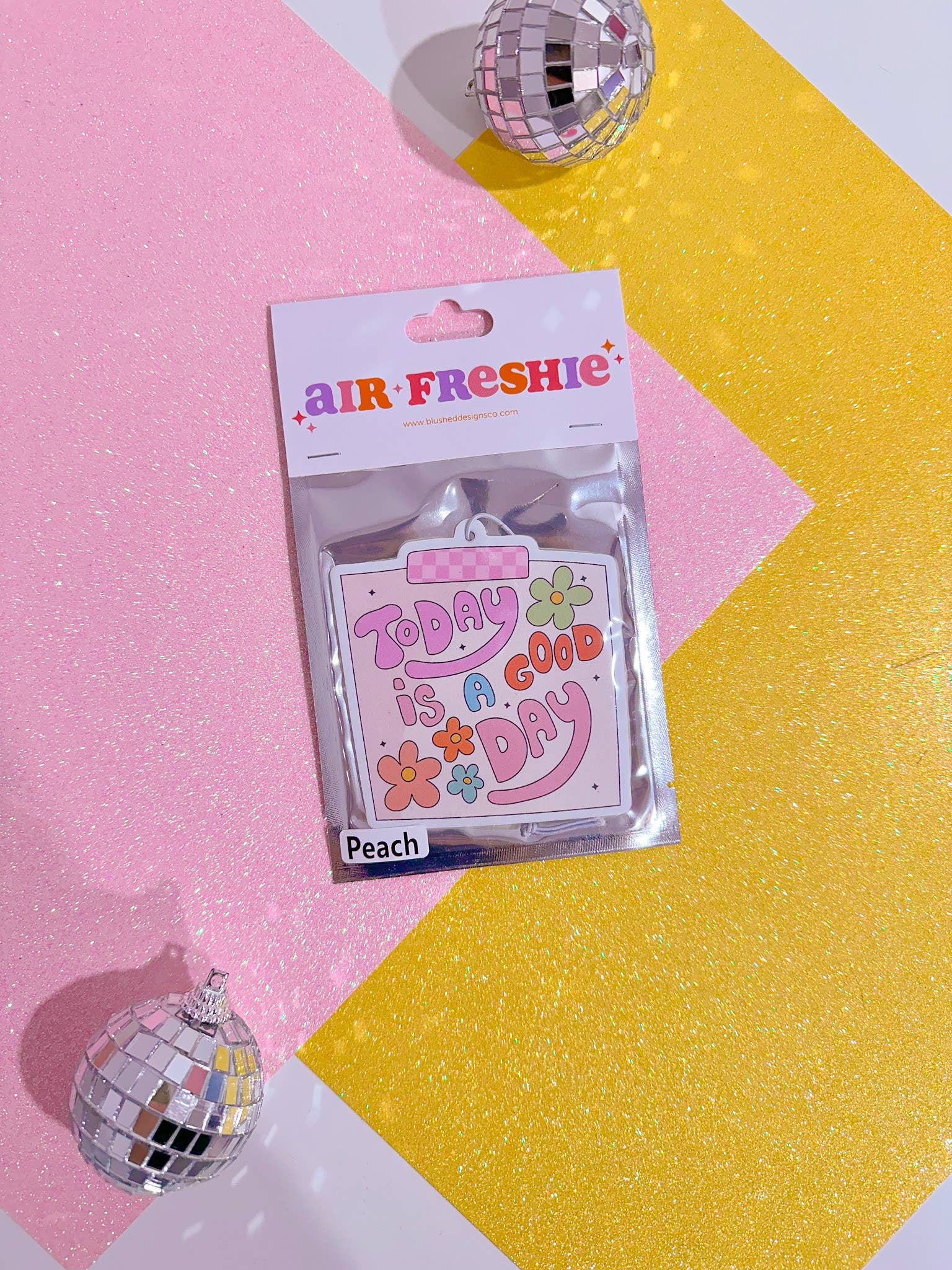 Today is a Good Day Doodle Car Air Freshener (Peach Scent)