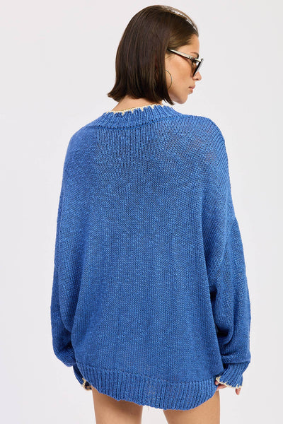 Oversized Long Sleeve Knitted Fish Sweater