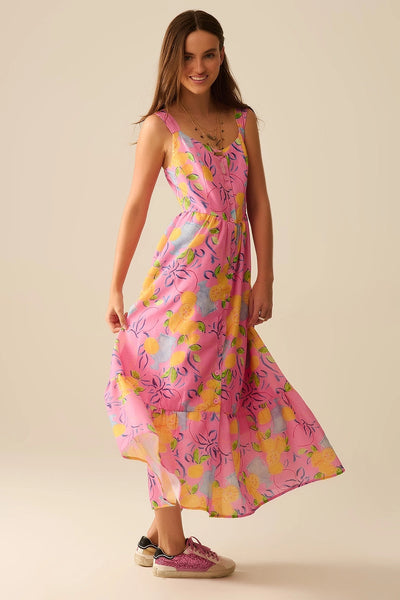 Lemon Print Maxi Dress