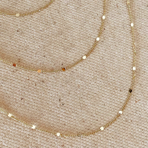 18K GOLD FILLED 1MM CURB CHAIN W/ PRESSED DETAILS