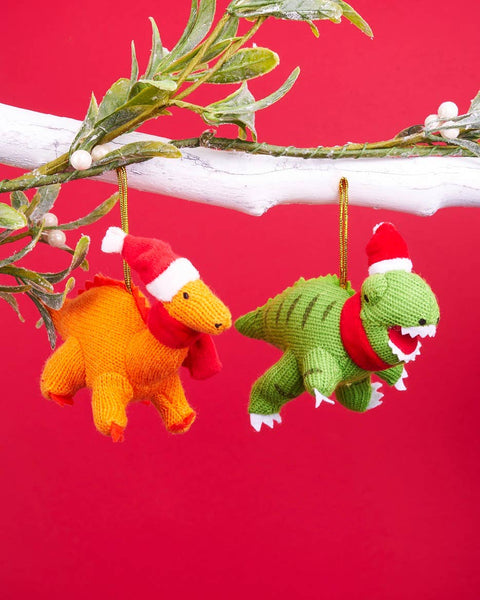 Knitted Diplodocus Dinosaur Christmas Ornament