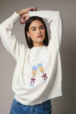 CHAMPAGNE GRAPHIC SWEATER