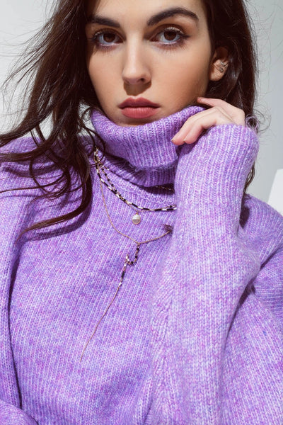 Purple Turtleneck Sweater
