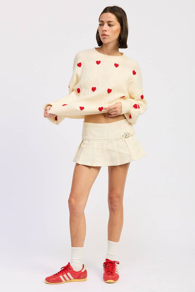 EMBROIDERED LONG SLEEVE KNITTED SWEATER