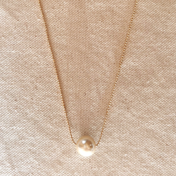 18K GOLD FILLED SOLITAIRE PEARL NECKLACE
