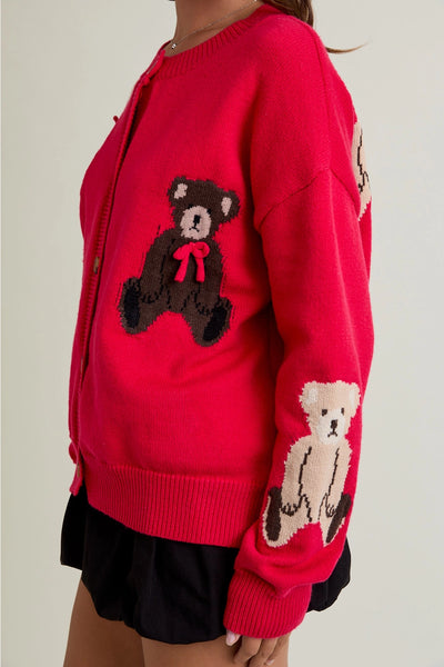 Teddy Bear Graphic Cardigan