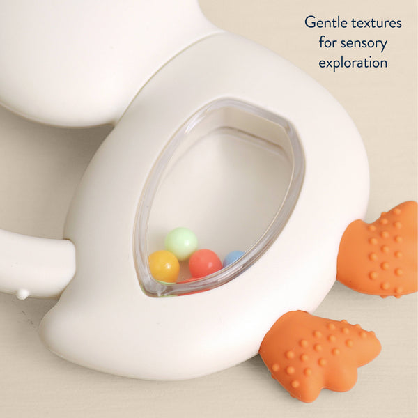 *NEW* Bitzy Shake™ - Silicone Teether with Rattle: Goose
