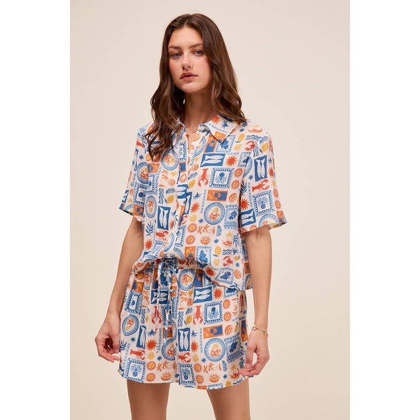 Tropical Shirt Top And Shorts Set