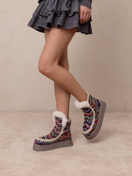 The Joyce | Multi Shearling Trim Platform Winter Boot