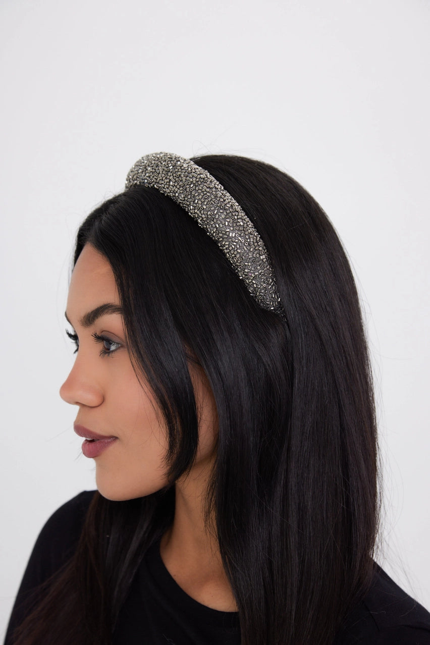 Gun Metal Beaded Headband