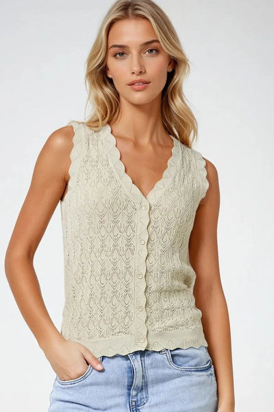 Scalloped Edge Knitted Vest