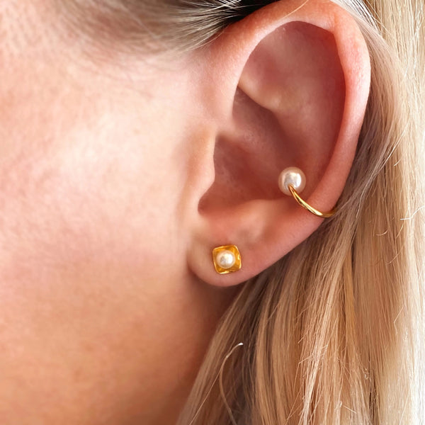 18k Gold Filled 4mm Pearl Stud