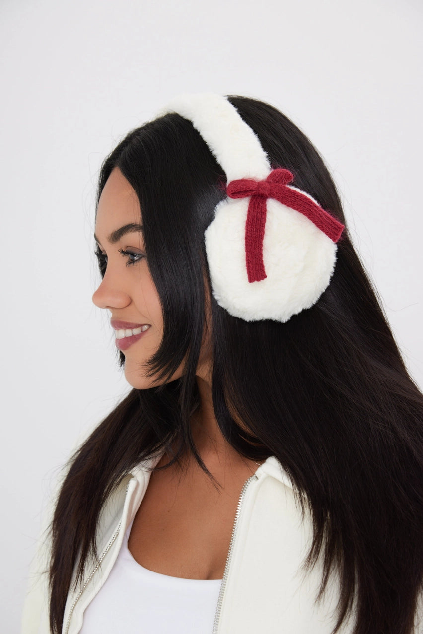 Fluffy Faux-Fur Earmuffs with Bows