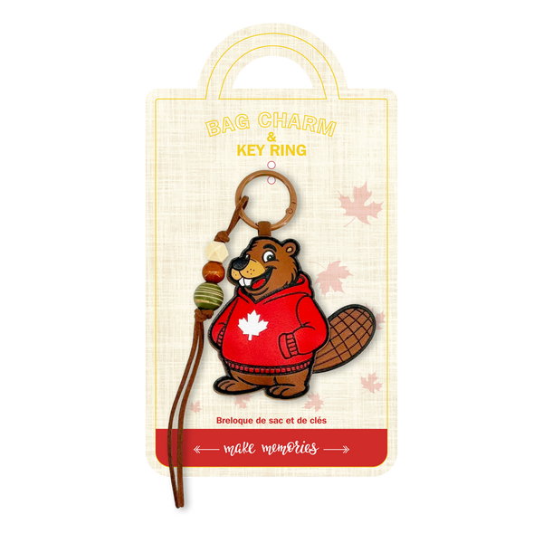 Canada Beaver Hoodie Bag Charm Keychain
