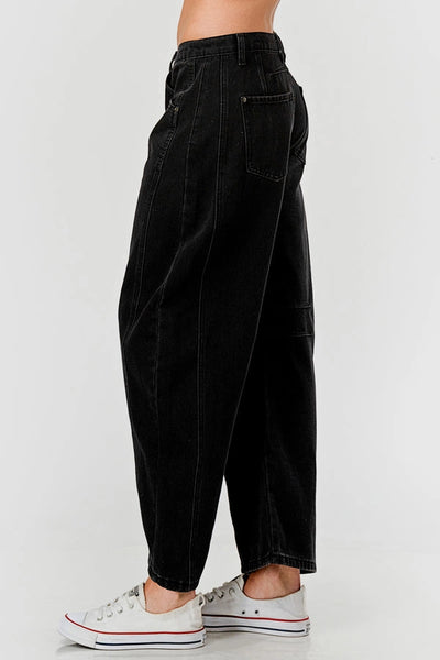 Relaxed Mid Rise Barrel Denim Jeans