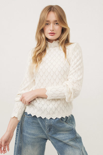 Blushed Lace Mock Neck Top