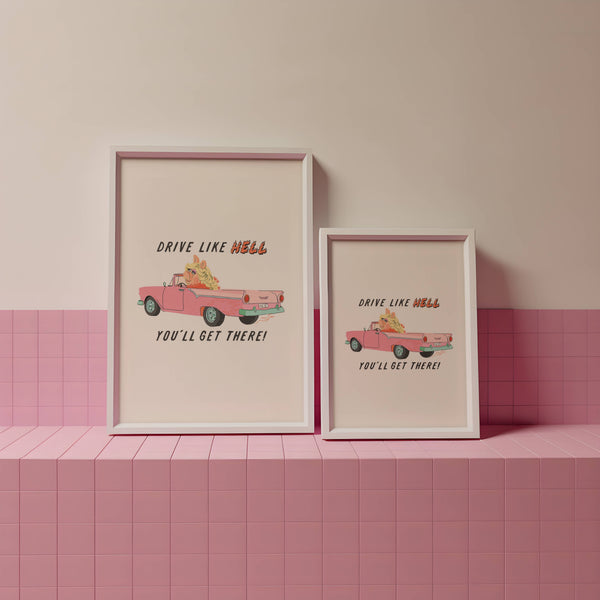 Miss Piggy Drive Like Hell Art Print: 8x10