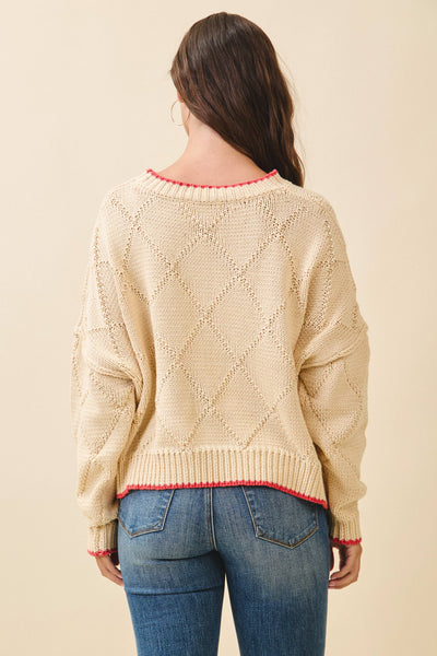 Diamond Knit Pullover Sweater