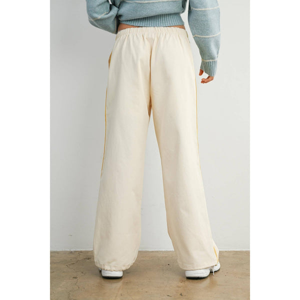 Striped Wide-Leg Drawstring Track Pants