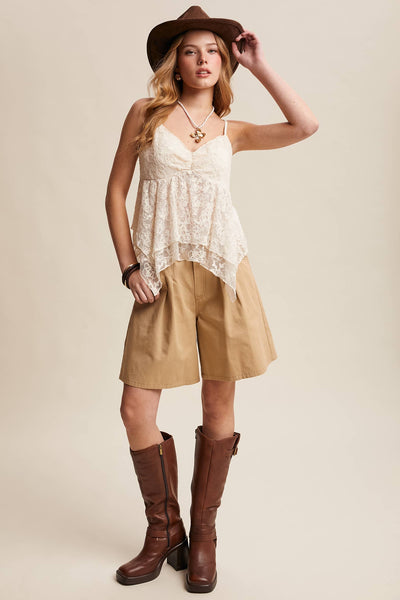 Lace Handkerchief Hem Cami Top