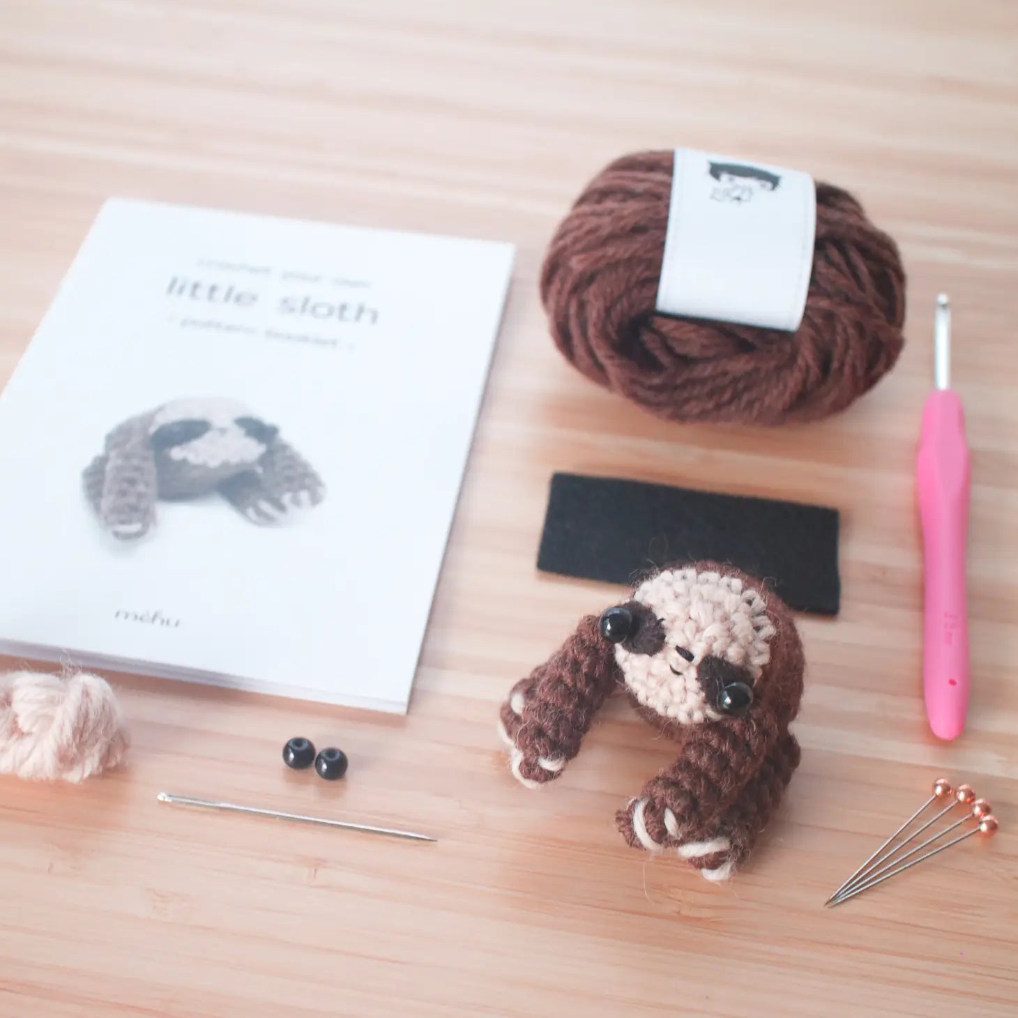Amigurumi kit - crochet sloth craft kit