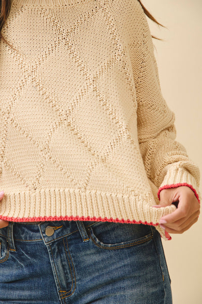 Diamond Knit Pullover Sweater