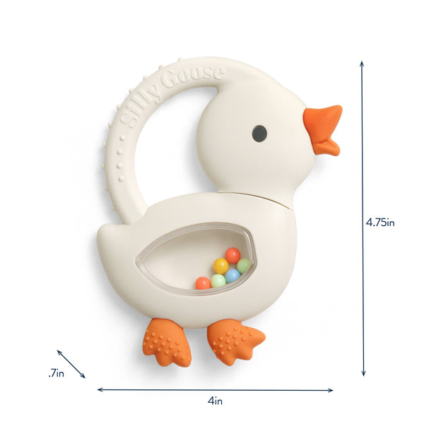 *NEW* Bitzy Shake™ - Silicone Teether with Rattle: Goose