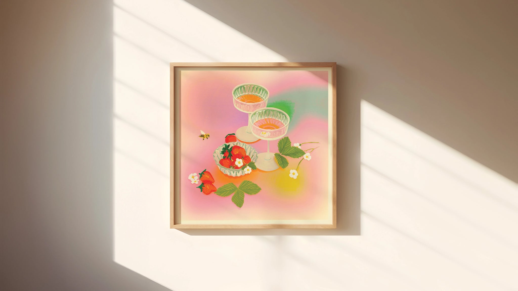 Strawberry Rainbow Cocktail Art Print