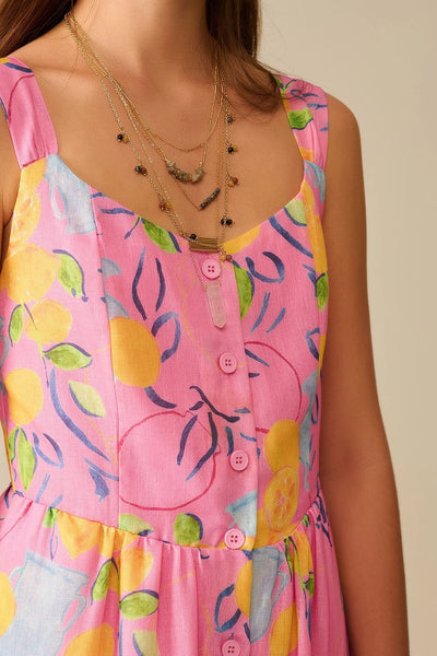 Lemon Print Maxi Dress