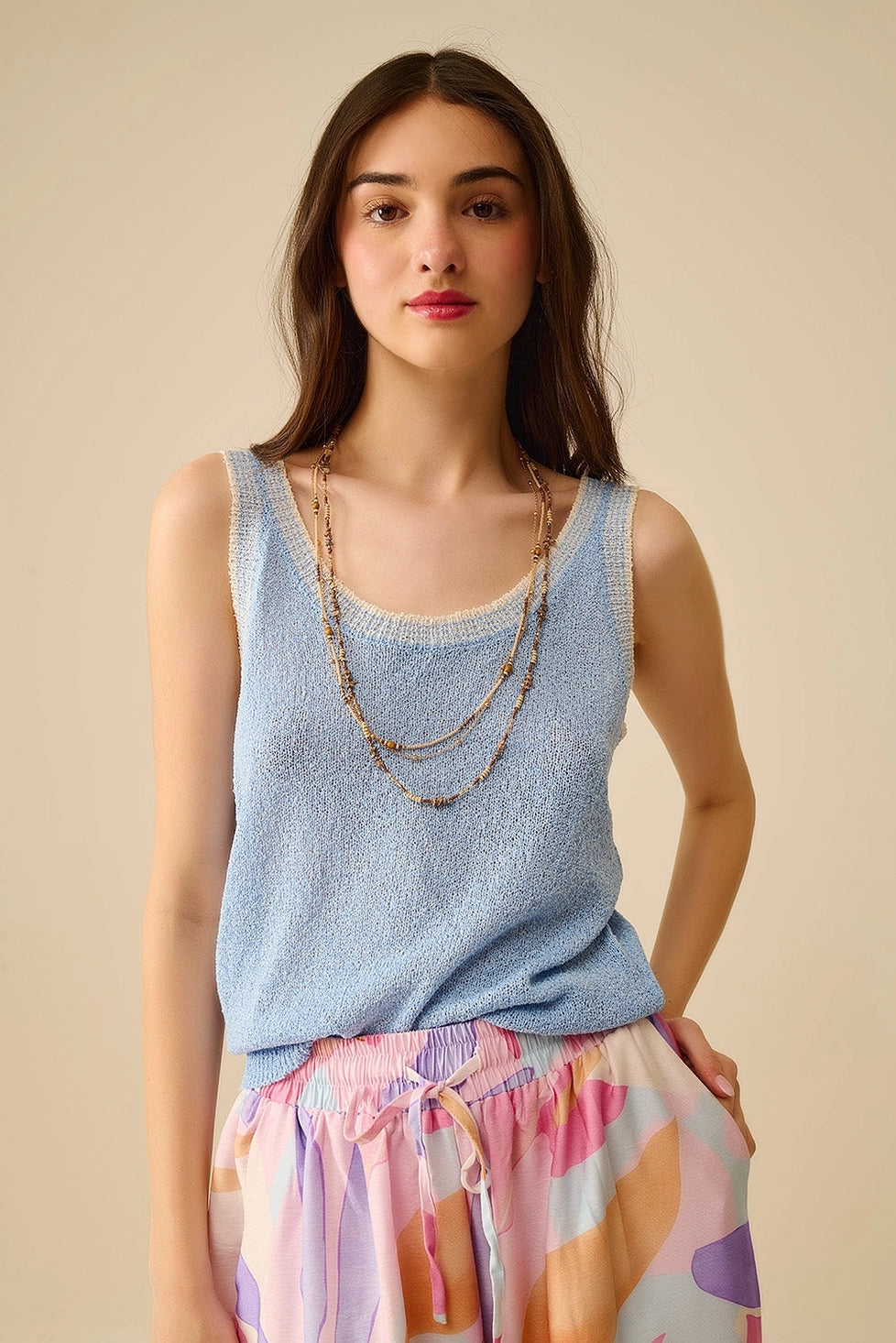 Light Blue Knit Tank Top