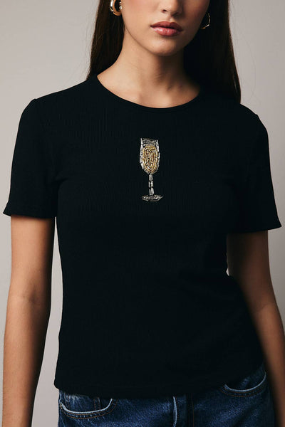 CHAMPAGNE BEADS RIB TOP