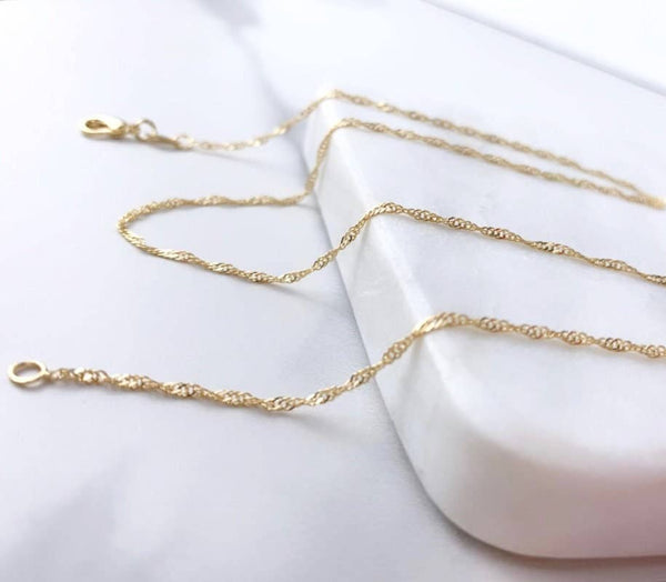 18k Gold Filled 1mm Singapore Chain: 16 inches