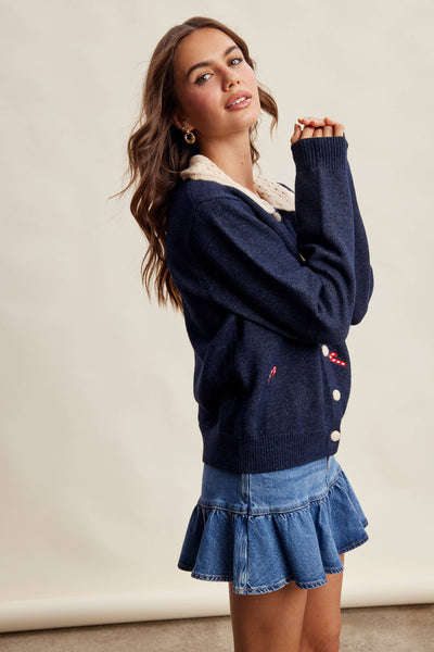 Candy Cane Collar Holiday Cardigan