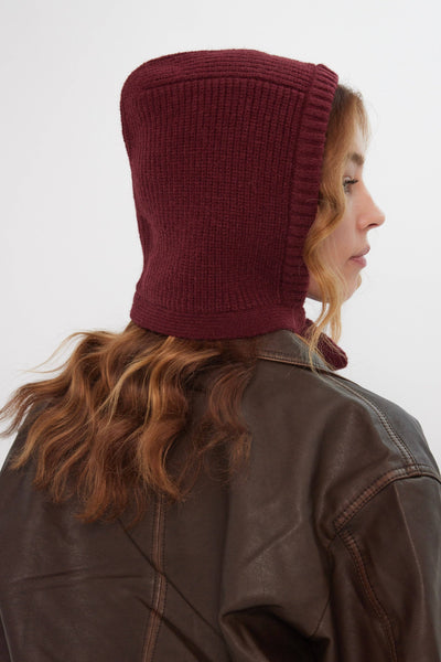 Knitted Bonnet in Burgundy