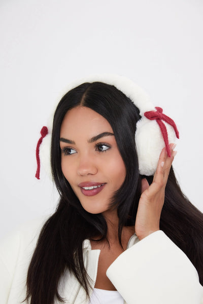 Fluffy Faux-Fur Earmuffs with Bows