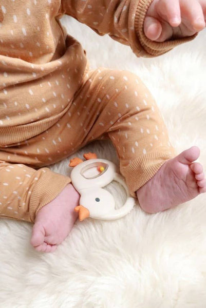 *NEW* Bitzy Shake™ - Silicone Teether with Rattle: Goose