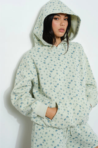 Ditsy Floral Hoodie Sweatshirt Mint