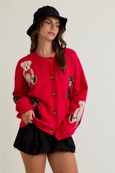 Teddy Bear Graphic Cardigan