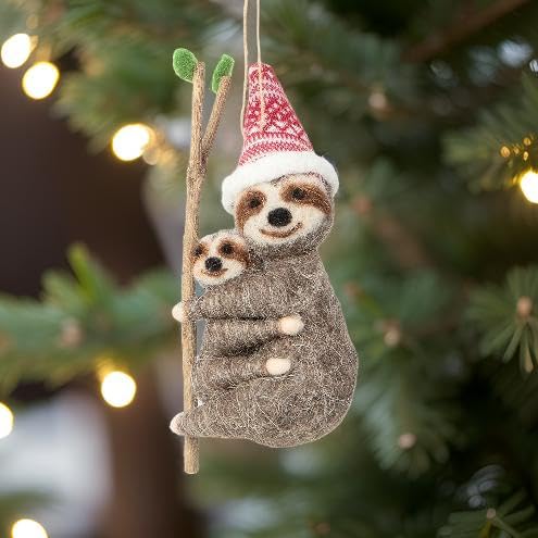 Mama and Baby Sloth Felt Ornament